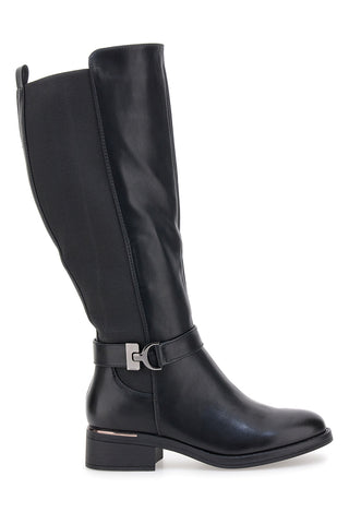 Energy I258 Schwarze Stiefel mit Metallic-Detail und niedrigem Absatz