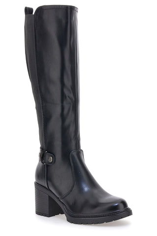 Energy 1359 – Schwarze Stiefel mit Blockabsatz und elastischem Seitendetail