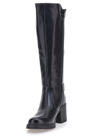 Energy 1359 – Schwarze Stiefel mit Blockabsatz und elastischem Seitendetail