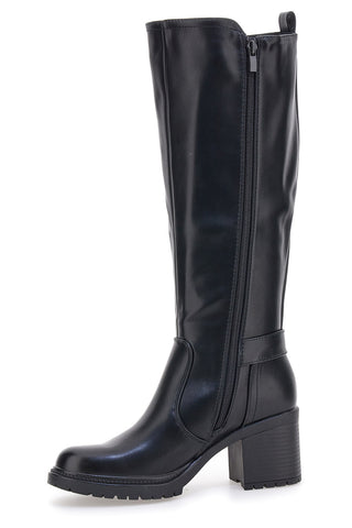 Energy 1359 – Schwarze Stiefel mit Blockabsatz und elastischem Seitendetail