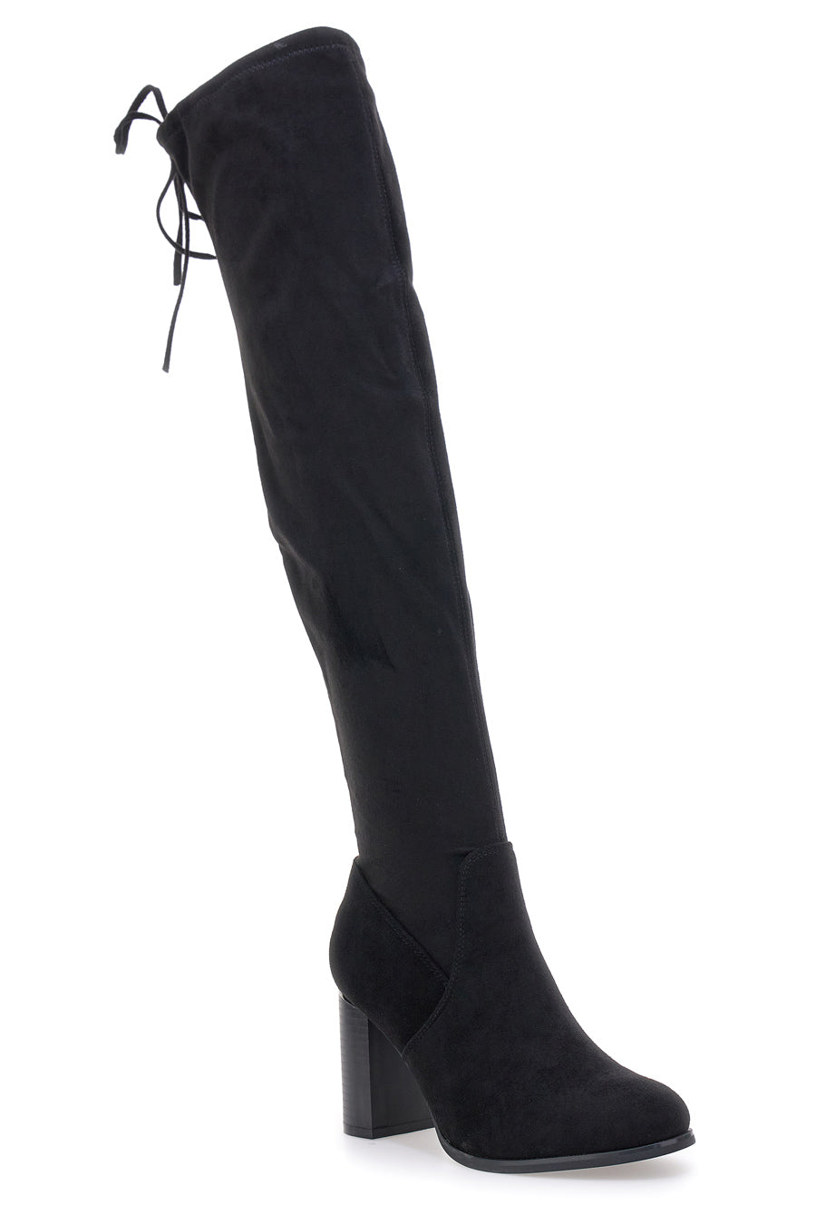Stivali sopra il ginocchio neri con tacco largo e laccetto posteriore  Energy I37224