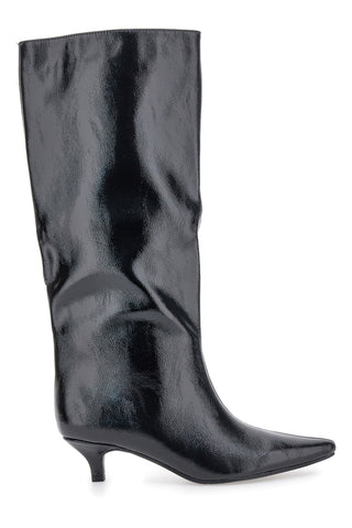 Le Havre Paris 73116K01 Schwarze, glänzende Spool-Stiefel mit niedrigem Absatz