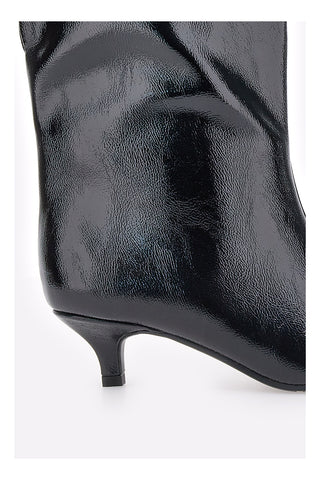 Le Havre Paris 73116K01 Schwarze, glänzende Spool-Stiefel mit niedrigem Absatz