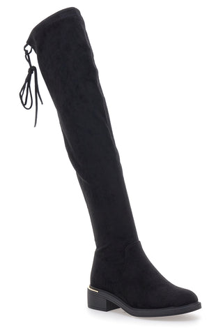 Stivali neri sopra al ginocchio con laccetto Le Havre Paris B20232