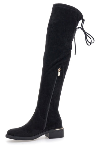 Stivali neri sopra al ginocchio con laccetto Le Havre Paris B20232