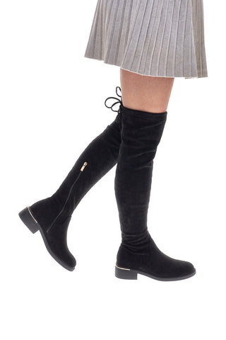 Stivali neri sopra al ginocchio con laccetto Le Havre Paris B20232