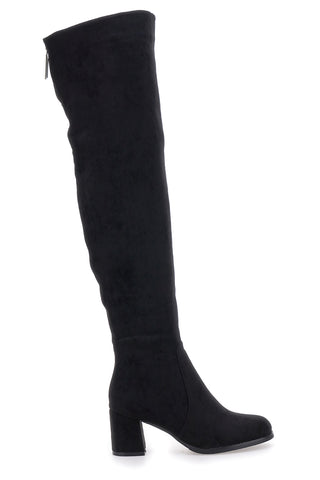 Le Havre Paris 1983G425 Schwarze Overknee-Stiefel mit Juwelen-Reißverschluss