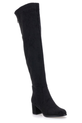 Le Havre Paris 1983G425 Schwarze Overknee-Stiefel mit Juwelen-Reißverschluss