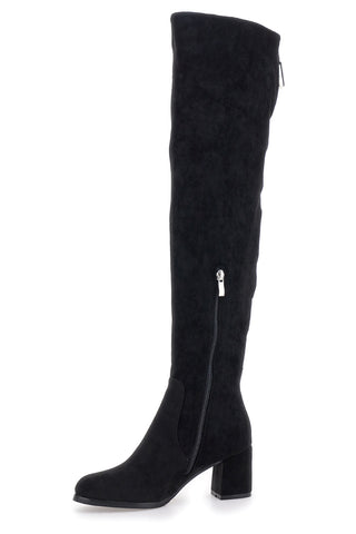 Le Havre Paris 1983G425 Schwarze Overknee-Stiefel mit Juwelen-Reißverschluss