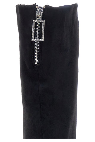 Le Havre Paris 1983G425 Schwarze Overknee-Stiefel mit Juwelen-Reißverschluss