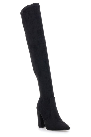 Stivali neri sopra il ginocchio con tacco largo Le Havre Paris C2173