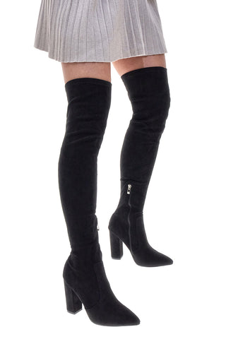 Stivali neri sopra il ginocchio con tacco largo Le Havre Paris C2173