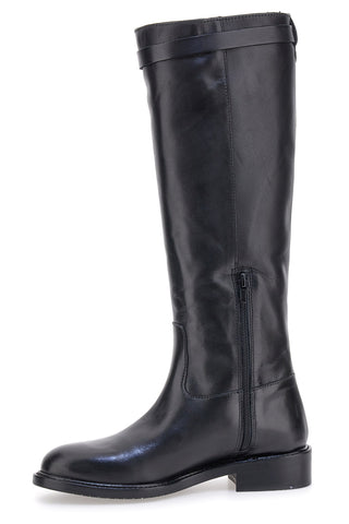 Schwarze Stiefel aus echtem Leder mit goldener Schnalle Pittarello Class RF24L37M