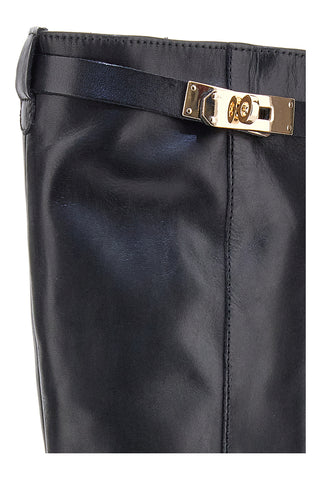 Schwarze Stiefel aus echtem Leder mit goldener Schnalle Pittarello Class RF24L37M