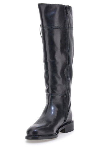 Pittarello Class LFL2543 schwarze Stiefel aus echtem Leder mit goldenem Reißverschluss und Schnalle