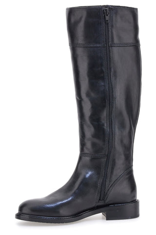 Pittarello Class LFL2543 schwarze Stiefel aus echtem Leder mit goldenem Reißverschluss und Schnalle