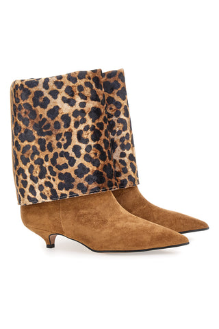 Francesca Gritti 330 3-in-1-Stiefel aus gepunktetem Leder mit niedrigem Absatz