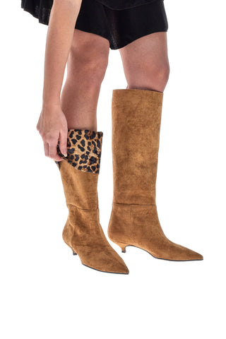 Francesca Gritti 330 3-in-1-Stiefel aus gepunktetem Leder mit niedrigem Absatz