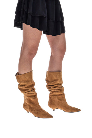 Francesca Gritti 330 3-in-1-Stiefel aus gepunktetem Leder mit niedrigem Absatz