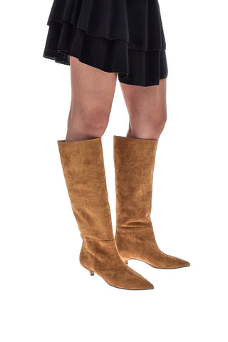 Francesca Gritti 330 3-in-1-Stiefel aus gepunktetem Leder mit niedrigem Absatz