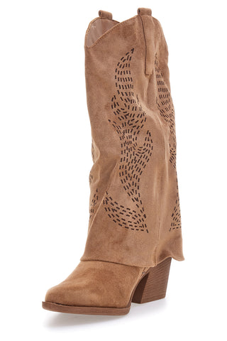 Braune perforierte Stiefel im Westernstil Café cost H3W2058Y130