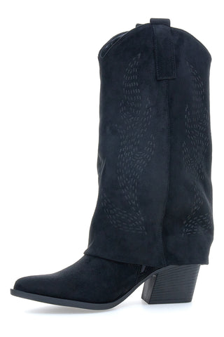 Stivali texani neri con tacco e lavorazione traforata Cafè Cost H3W2058Y130