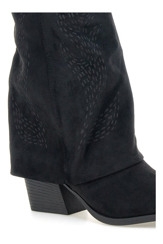 Stivali texani neri con tacco e lavorazione traforata Cafè Cost H3W2058Y130