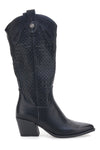Schwarze Texanische Stiefel mit perforiertem Schaft und breitem Absatz Cafè Cost 6Y220020