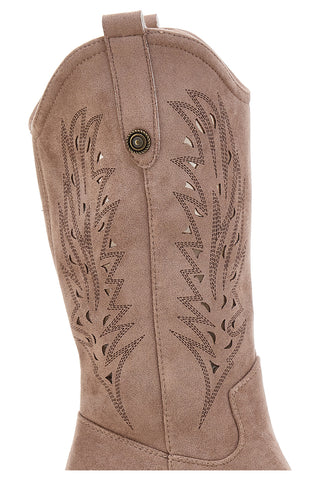 Café Cost RQ9241 Taupe Texan Ankle Boots mit Laserstickerei