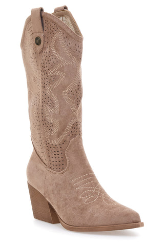 Beige perforierte Stiefel mit Absatz Cafè Kosten H3W205837