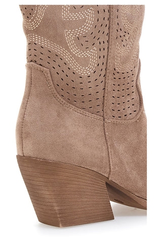 Beige perforierte Stiefel mit Absatz Cafè Kosten H3W205837