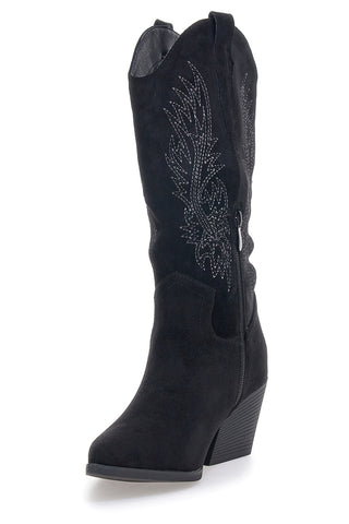 Schwarze Stiefel mit Stickerei und Absatz Cafè Kosten RQ2616