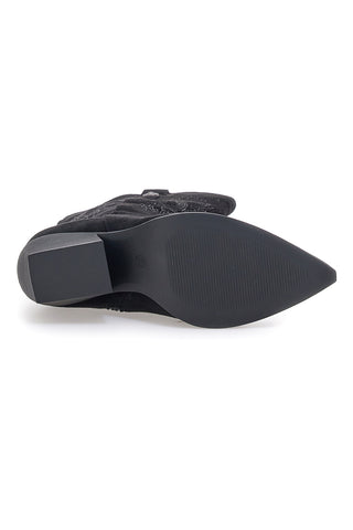 Schwarze Stiefel mit Stickerei und Absatz Cafè Kosten RQ2616