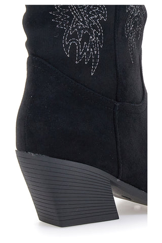 Schwarze Stiefel mit Stickerei und Absatz Cafè Kosten RQ2616