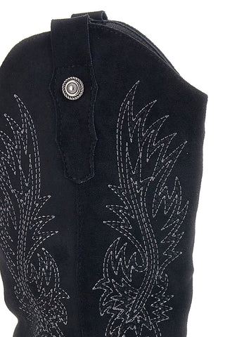 Schwarze Stiefel mit Stickerei und Absatz Cafè Kosten RQ2616