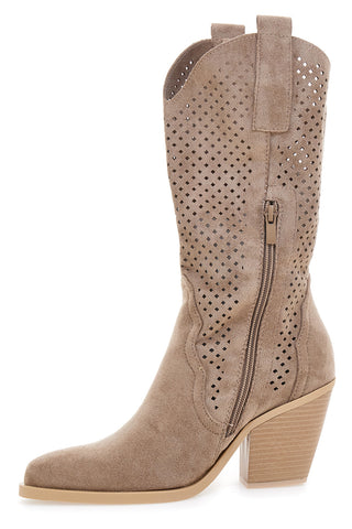 Stivali texani beige traforati Cafe' cost P663