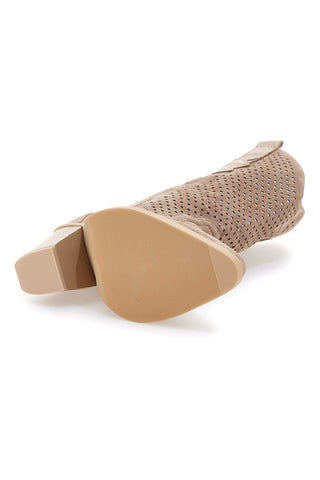 Stivali texani beige traforati Cafe' cost P663