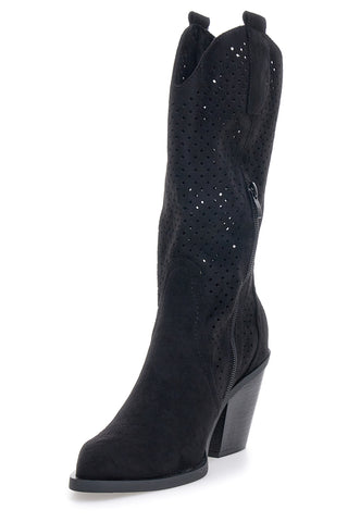 Stivali texani neri traforati Cafe' cost P663