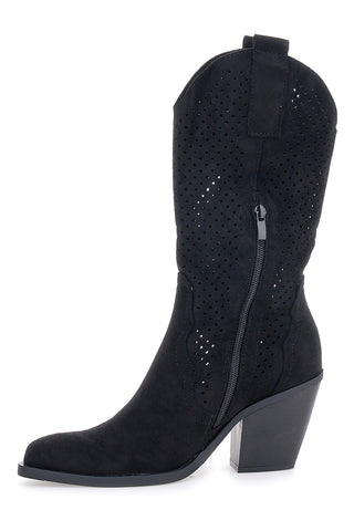 Stivali texani neri traforati Cafe' cost P663