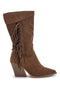 Braune perforierte Stiefel mit Fransen Cafe' kosten P722
