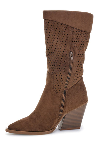 Braune perforierte Stiefel mit Fransen Cafe' kosten P722