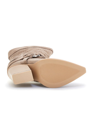 Beige perforierte Stiefel mit Schnallen Cafe' kosten P723
