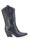 Schwarze bestickte texanische Lederstiefeletten Pittarello love TEX901RN