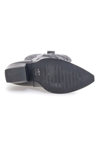 Schwarze bestickte texanische Lederstiefeletten Pittarello love TEX901RN