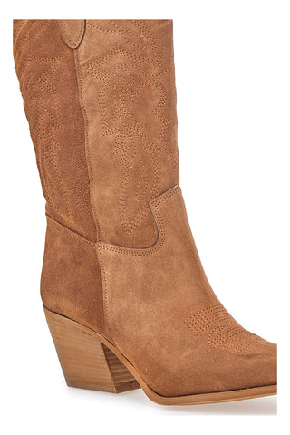 Stivaletti texani marroni in vera pelle ricamati Pittarello love TEX901RN