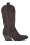 Stivali texani marroni in effetto suede Cafe' cost P758