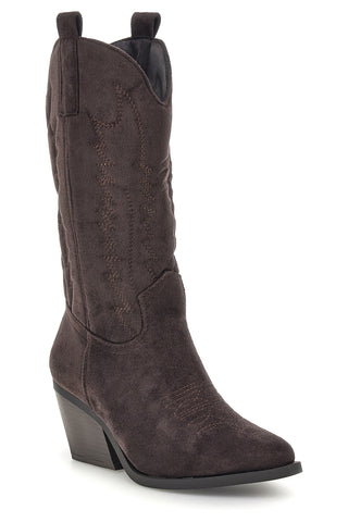 Stivali texani marroni in effetto suede Cafe' cost P758