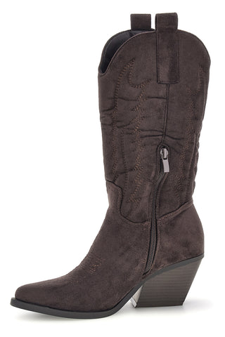Stivali texani marroni in effetto suede Cafe' cost P758