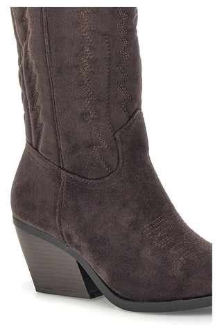 Stivali texani marroni in effetto suede Cafe' cost P758
