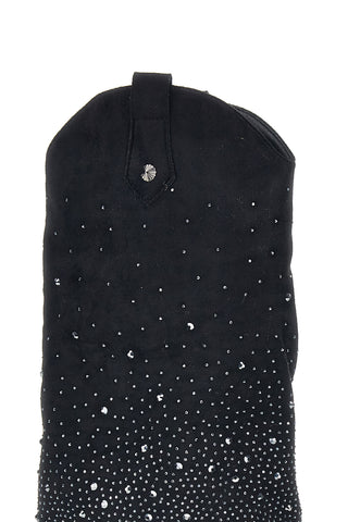Stivali neri in effetto suede con risvolto e strass Cafe' cost P760